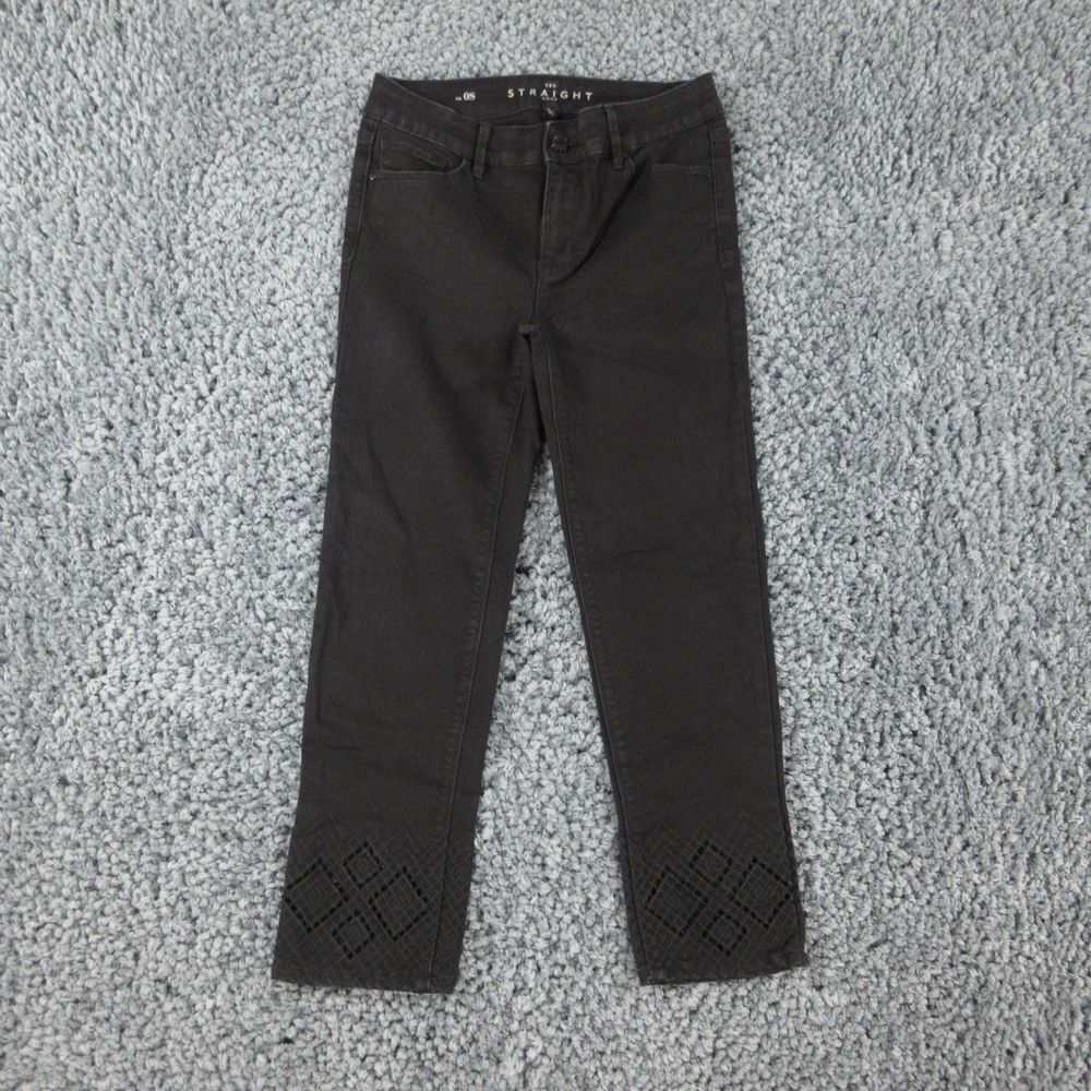 White House Black Market Jeans Womens 0S Black Denim Decorative Cuff Crop 26x23